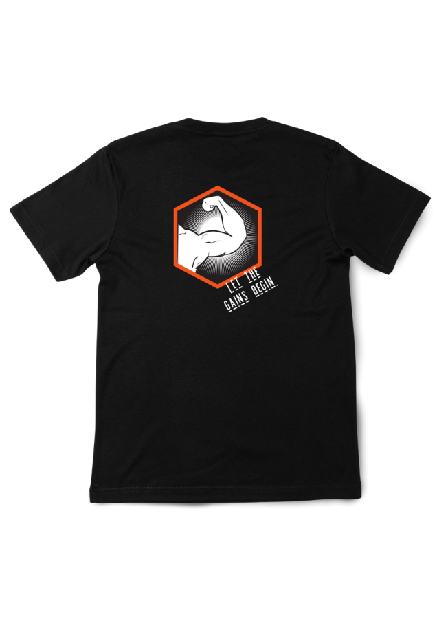 Bodybuilding-Shirt Gains Back  T-Shirt mit Rückendruck